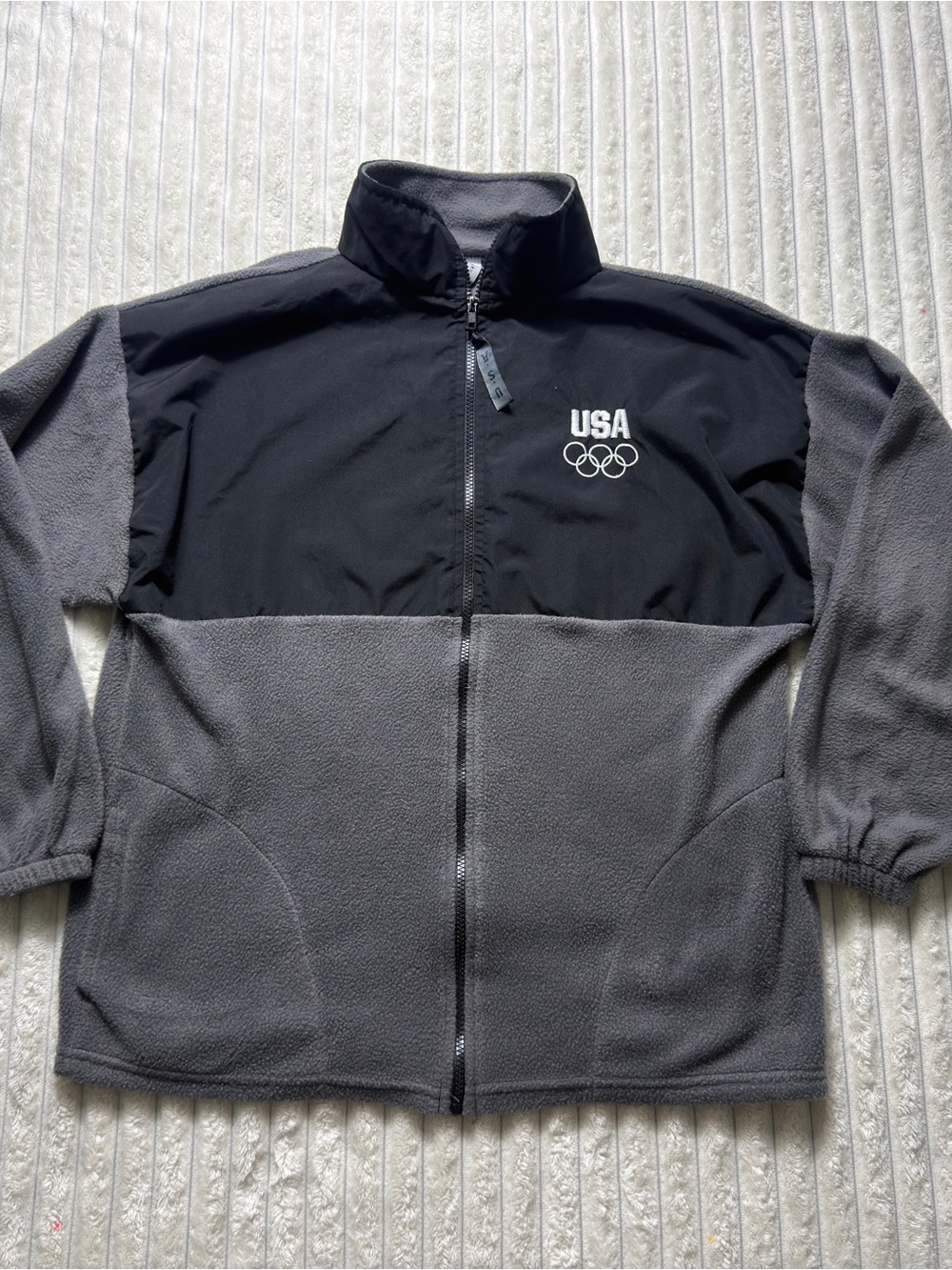 USA Olympics Rings Full Zip Jacket Black/Gray Team USA Olympic Games Outerwear